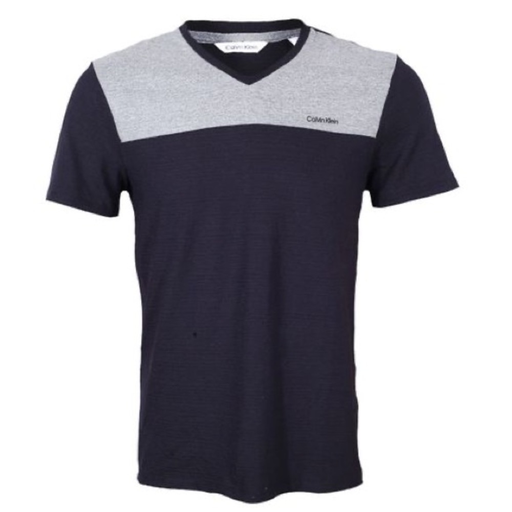 Calvin Klein Men's Black and Gray V-Neck Shirt